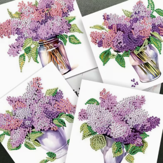 Diamond Painting 6 Stück Fliederblumenkarten